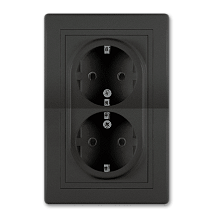 PRESTIGE Prikljucnica dvop dupla sa plast. telom Crna Soft