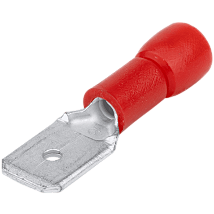 Izol. prikljucni naticni utikac mesing crvena6.3×0.8mm. 1.5m
