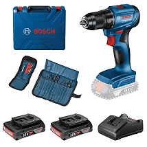 Bosch GSR 185-LI + 2 x 2,0 Ah akumulator + 23-delni set dodatnog pribora u koferu