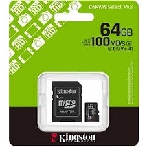 Kingston Micro SD 64GB + SD adapter Canvas Select Plus SDCS3