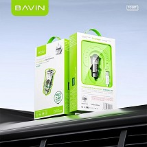 Bavin auto punjač 2.4A Dual 2xUSB-A + kabl type-A na type-C crna