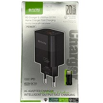 Bavin punjač 20W PD  Usb A/Type C + kabl C-IOS  PC963Y-PD crna