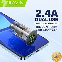 Bavin Auto punjač 2*Usb A + kabl Lightning PC887-I crna
