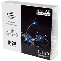 LED 10 Bozicni venac IP20 Plava zvezda WW 1m 2xAA
