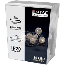 LED 10 Bozicni venac Plasticna providna lopta IP20 WW 1m 2AA