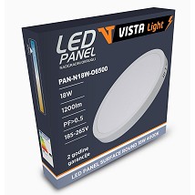 LED panel 18W nadgradni 6500K okrugli Vista light