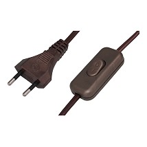 Prikljucni kabel smedjii sa utikacem i sklopkom 2x0.75L=2m