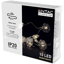 LED 10 Bozicni venac Pahuljica IP20 WW 1m 2xAA