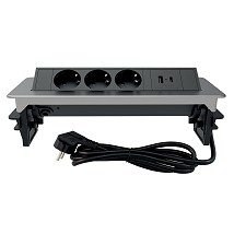 Pop Up uticnica sa 3 uticnice horizontalna USB A+C nikl