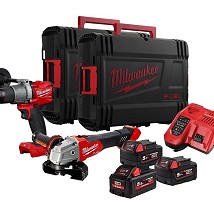 Milwaukee aku bušilica M18FPD2 + aku brusilica M18FSAG125X 2x5.0Ah + 1x5.5Ah + punjač + 2 kofera, Set alata