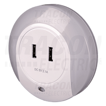 Nocnog svetla sa senzorom i USB portom 230VAC 50Hz 0.4W 1A/2