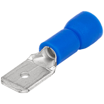 Izol. prikljucni naticni utikac mesing plava6.3×0.8mm. 2.5mm