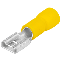 Izol. prikljucna naticna uticnica mesing zuta6.3×0.8mm. 6mm2