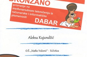Učenik OŠ "Matko Vuković" bronzan na Međunarodnom takmičenju iz informatike