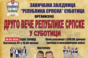 Sutra 2. veče Republike Srpske u Subotici, gost predsednik Milorad Dodik