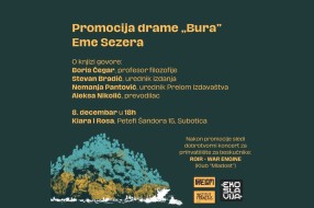 Promocija prevoda drame "Bura" i dobrotvorni koncert u petak