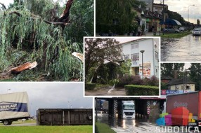 Nevreme u Subotici lomilo drveće, kidalo krovove, potapalo ulice i prevrtalo vozila