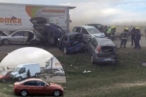 Lančani sudar na putu Bačka Topola - Subotica, učestvovalo 14 vozila, put posle četiri časa ponovo prohodan