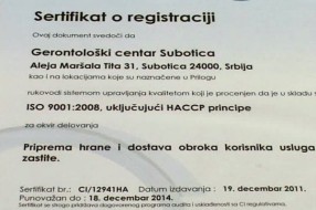 HACCP i ISO 9001 u Gerontološkom centru