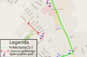 Obaveštenje o promeni trase linije 1/1a, 2 i 8