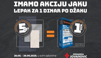 Velika akcija "Keramike Jovanović" - lepak za pločice samo 1 dinar