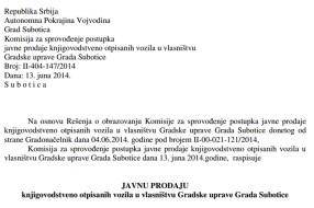 Licitacija otpisanih opštinskih vozila