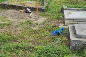 Košenje trave na Senćanskom groblju