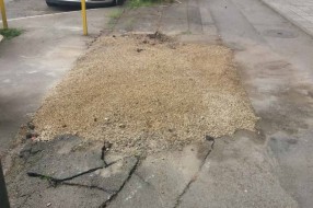Rupa nakon izvađenog drveta (u centru grada) puni se smećem