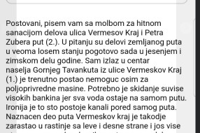 Pohvala za izravnat put u Veremešovom kraju u Gornjem Tavankutu