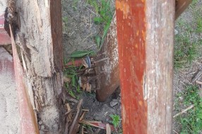 Rukohvat i krov na toboganu na dečjem igralištu u Dudovoj šumi