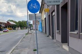 Saobraćajni znak na sredini trotoara (Senćanski put)