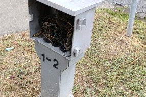 Oštećenja na kutiji za telefon, kablovsku i internet na uglu ulica Braće Majer i Henrika Sjenkijevića