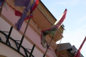 Neugledni državni simboli na zgradama mesne zajednice i policije u Čantaviru
