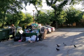 Prepunjeni kontejneri i zapuštena zelena površina u Šumskoj ulici