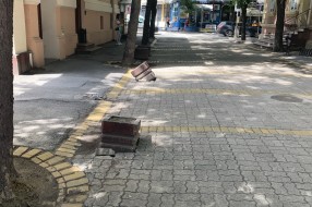 Žardinjere u Engelsovoj "ukopane" u popločanu stazu