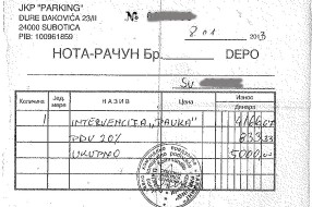JKP "Parking" izdaje nota račune