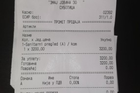 Cena sanitarnog pregleda