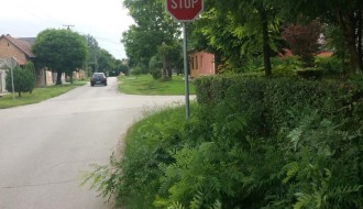 Znak stop - ne vidi se (ugao Stevana Mokranjca i Augusta Cesarca)