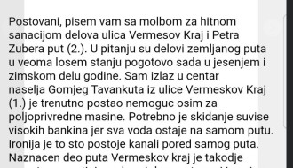 Pohvala za izravnat put u Veremešovom kraju u Gornjem Tavankutu
