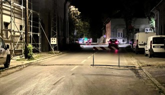 Obeležavanje radova na putu u Kumičićevoj ulici