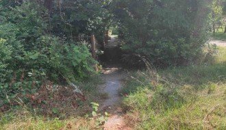 Zapušten ugao Ferenci Ibolje i Otvorene ulice, nepregledan za saobraćaj, granje u elektro vodovima