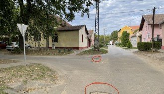 Oštećenja puta na uglu Bartola Kašića i Ruđera Boškovića