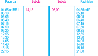 Red vožnje - Linija broj 5