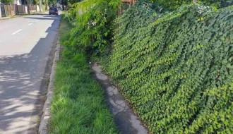 Neprohodan deo pešačke staze u Teslinoj ulici