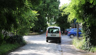 Saobraćajni znakovi STOP i pešački prelaz u Prvomajskoj zaklonjeni rastinjem