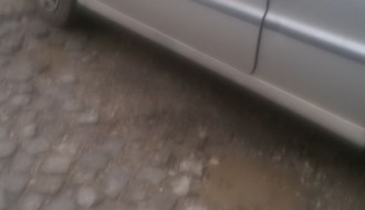 Udarna rupa na kolovozu ispred ulaza u Fidelinku