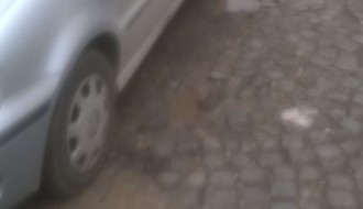 Udarna rupa na kolovozu ispred ulaza u Fidelinku