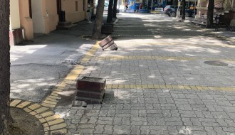 Žardinjere u Engelsovoj "ukopane" u popločanu stazu