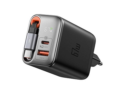 MCDODO CH-4100 ZIDNI PUNJAČ 67W 1C+1A GaN SA UGRAĐENIM KABLOM USB-C NA Izvlačenje 65cm