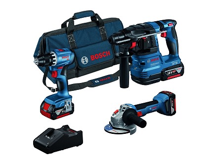 Bosch GSR 18V-45 + GBH 18V-22 + GWS 18V-8 + 3 x baterije 4.0Ah + brzi punjač